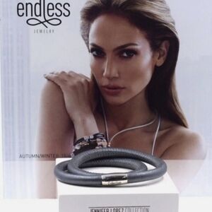 Jennifer Lopez Endless Anthracite Silver Metallic Triple Bracelet